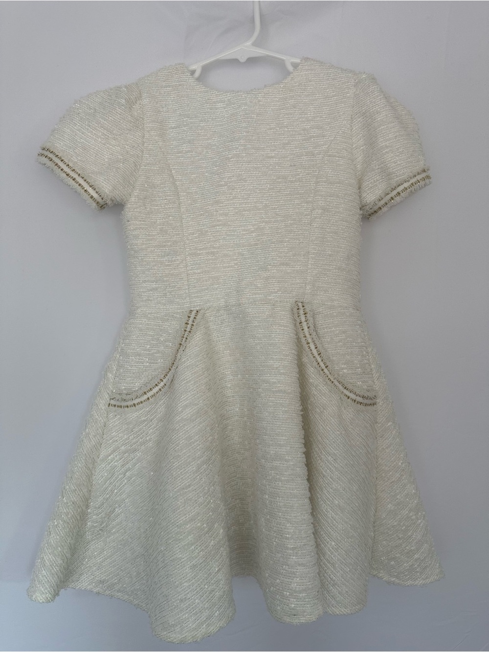 Zoe Ltd Cream Textured Sparkle Pocket Dress
